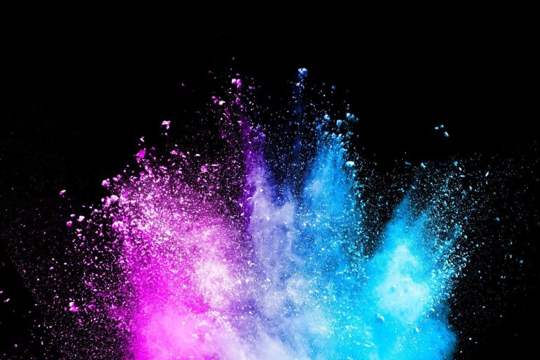 blue-pink-color-explosion Colorful explosion of pink purple and light blue liquid on a black background