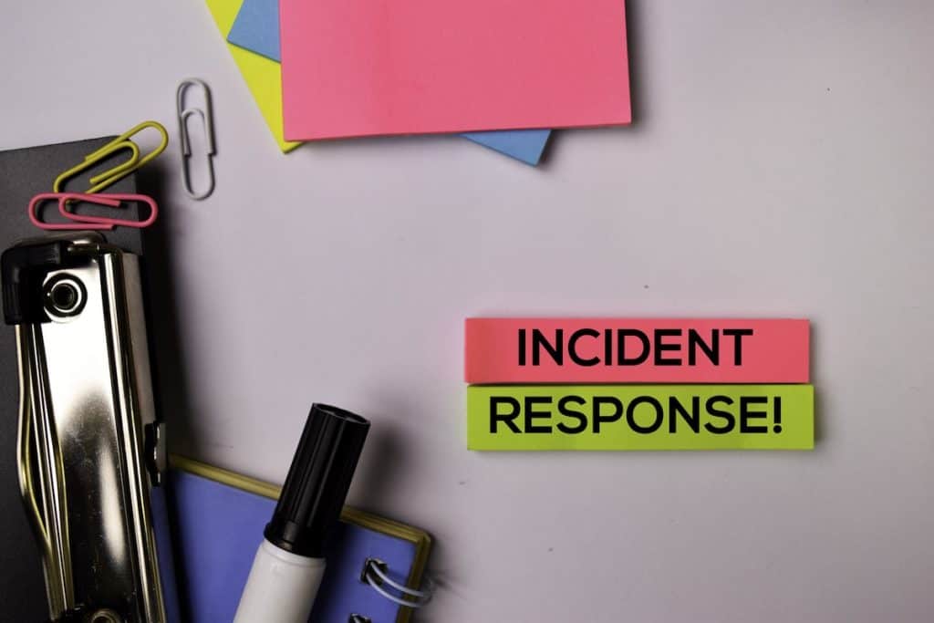 Incident Response! on sticky notes isolated on white background.